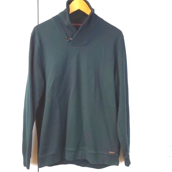 Ted Baker London Deep Green Shawl Collar Quiet Luxury Sweater Preppy S.Lg - Picture 1 of 10